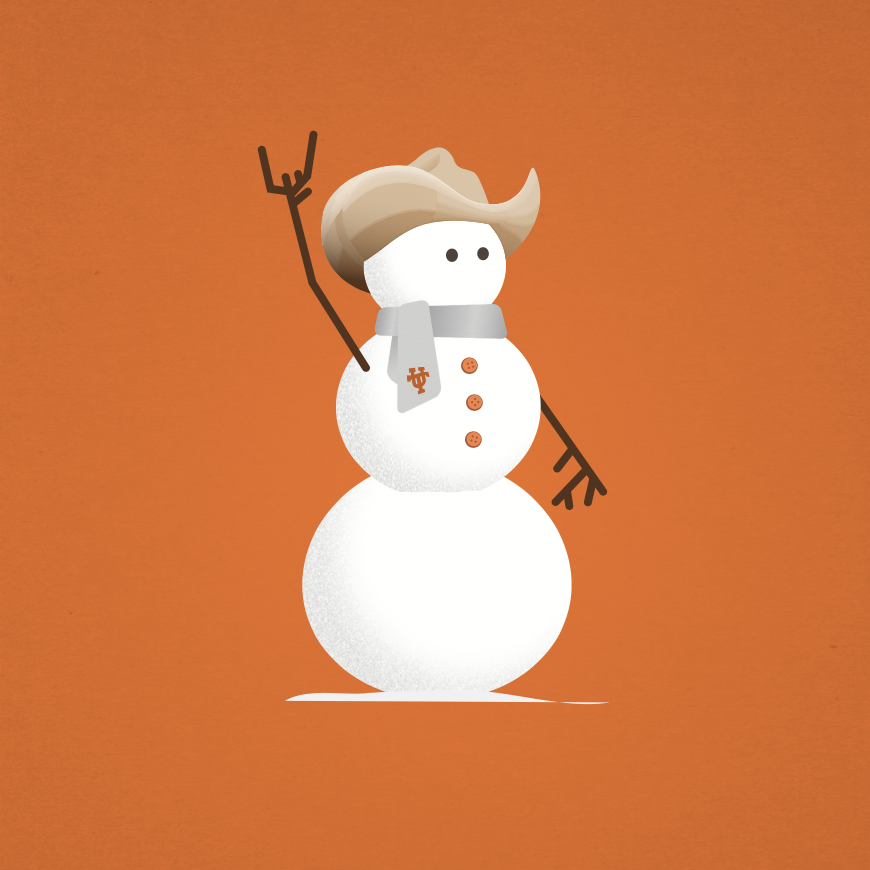 hook 'em horns snowman